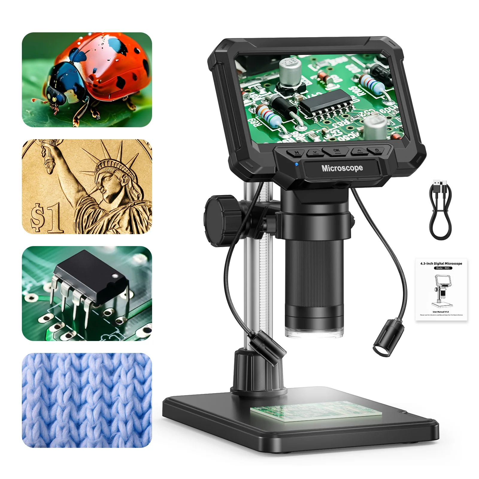 Microscopio Digitale 2 In 1 Per Bambini 1600x Con Schermo HD Da 2.0" E Scheda SD 32GB – Per Foto E Video