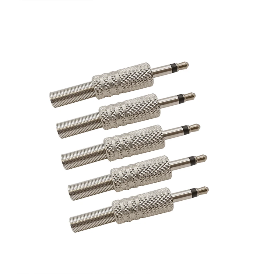 5 Stück Metall 3,5mm 2-poliger Stecker Mono-Audio-Anschluss Löt kopfhörer adapter mit Feder heck