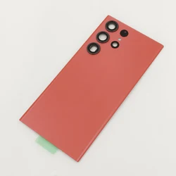 Premium Back Glass Cover with Camera Lens Frame (Red)