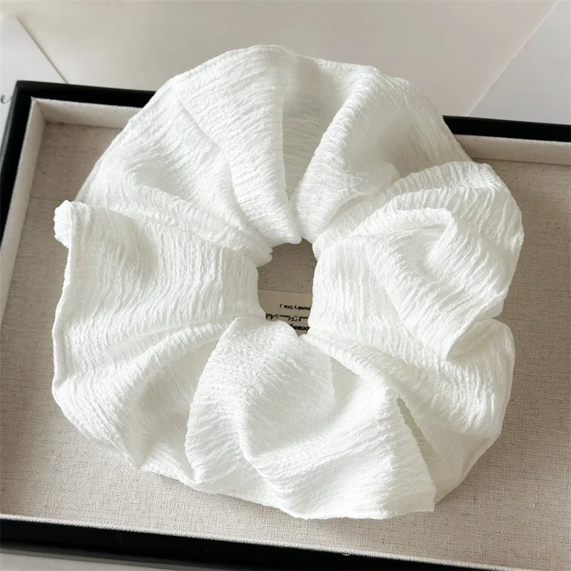 Elegant Blue Canvas Hair Scrunchies - Fashionable Women's Hair Accessories