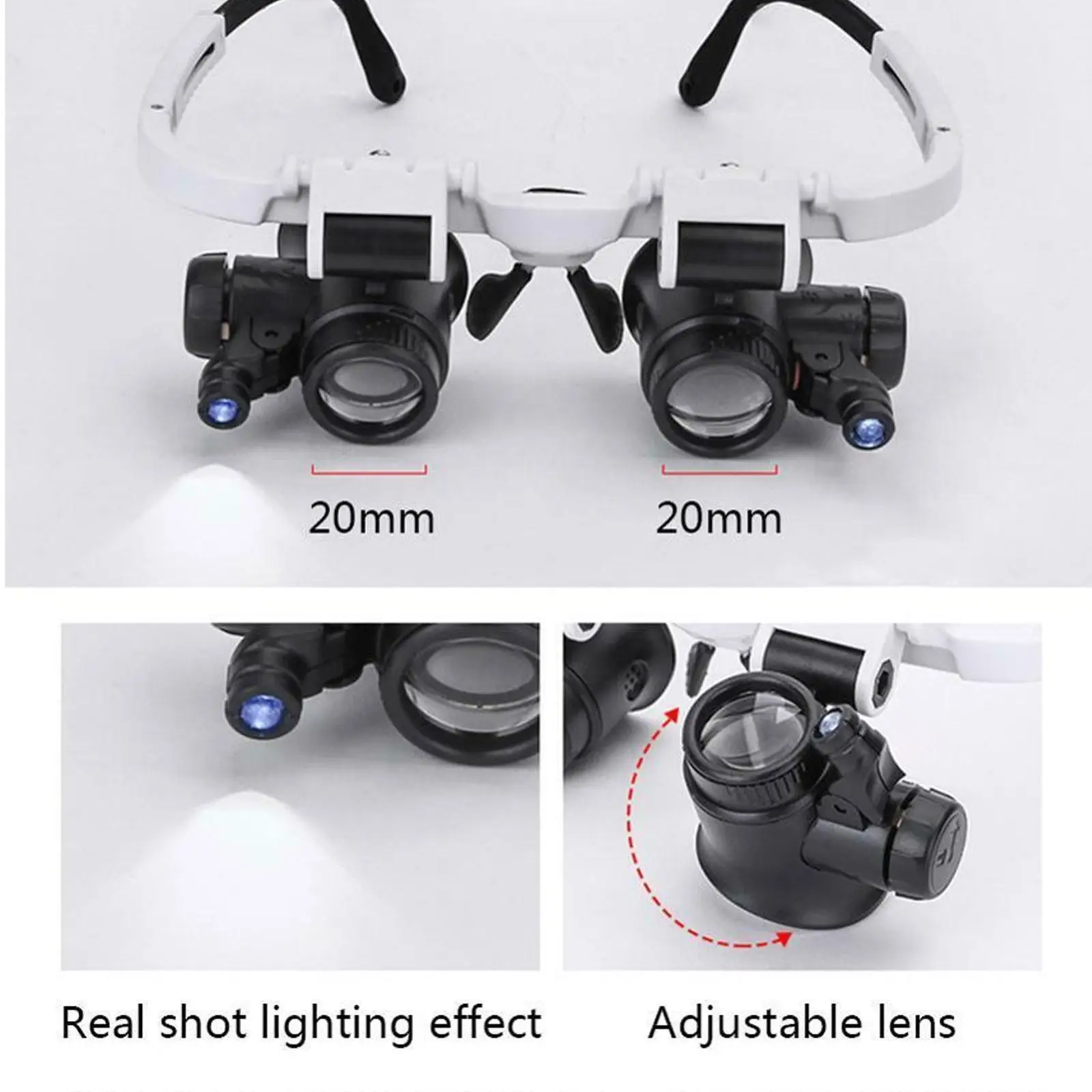 Clip On Head-Mounted Magnifier for Eyeglasses 2.0+ Magnification Strength Magnifying  Glasses for Close Work Read Repair - AliExpress