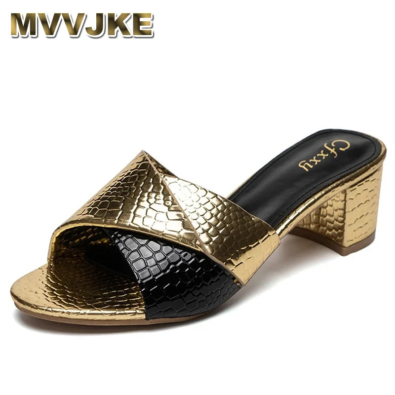 

Summer Square Heels Slippers Women Large Size Sandals for Woman Chaussure Femme Light Open Toe Beach Shoes Ladies Outdoor