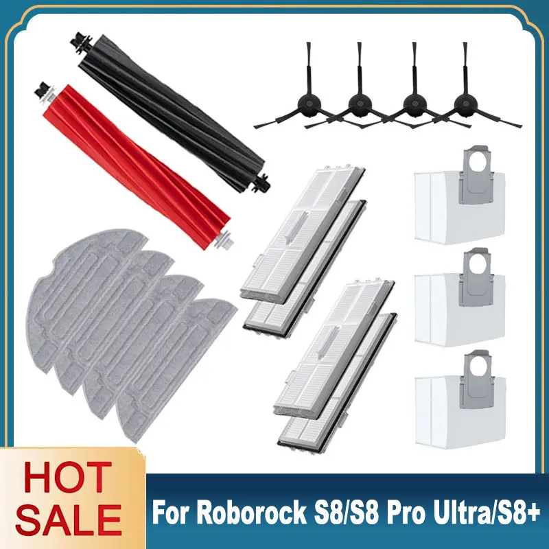Sacchetti Per La Polvere Con Filtro Hepa Per Roborock S8 Pro Ultra,S8 +,S8 Accessori Spazzole Panni Per Mocio Roborock S8 Pezzi Di Ricambio Per Aspira