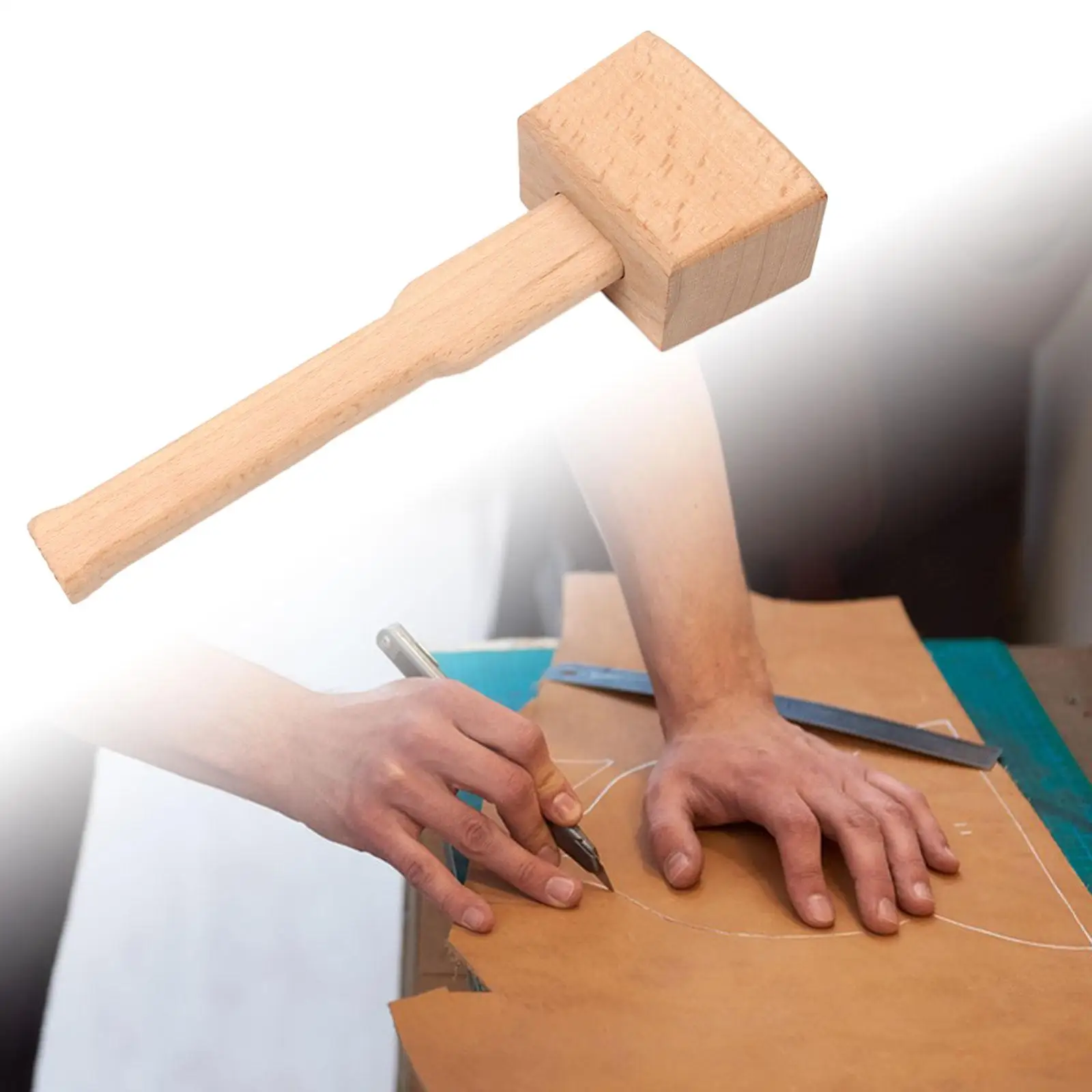 Wooden Mallet with Handle Professional Carpenter Hand Tool Carpenters Mallet for DIY Carpentry Making Tool Walnut Cracking Work