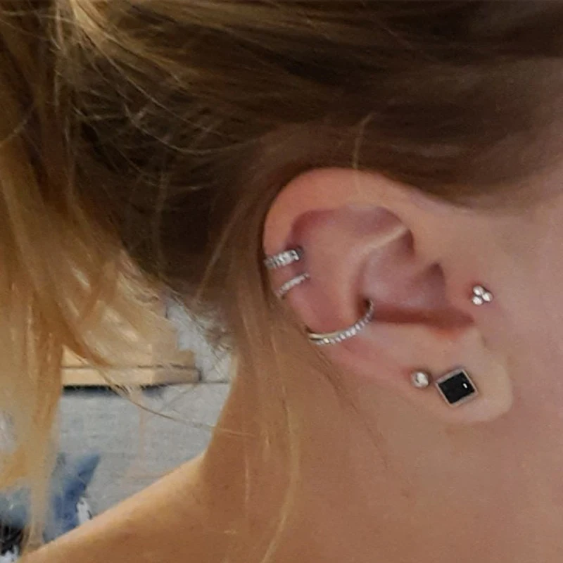 316L Stainless Steel Earrings Septum Piercing Nose Rings Zircon Clickers Rings Ear Cartilage Tragus Helix Piercing Body Jewelry