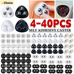 Stainless Steel 360° Roller Self - Adhesive Furniture Casters - Strong Load - Bearing Universal Wheels (4 - 40 pcs) - 40PCS (1 Rings White Steel)