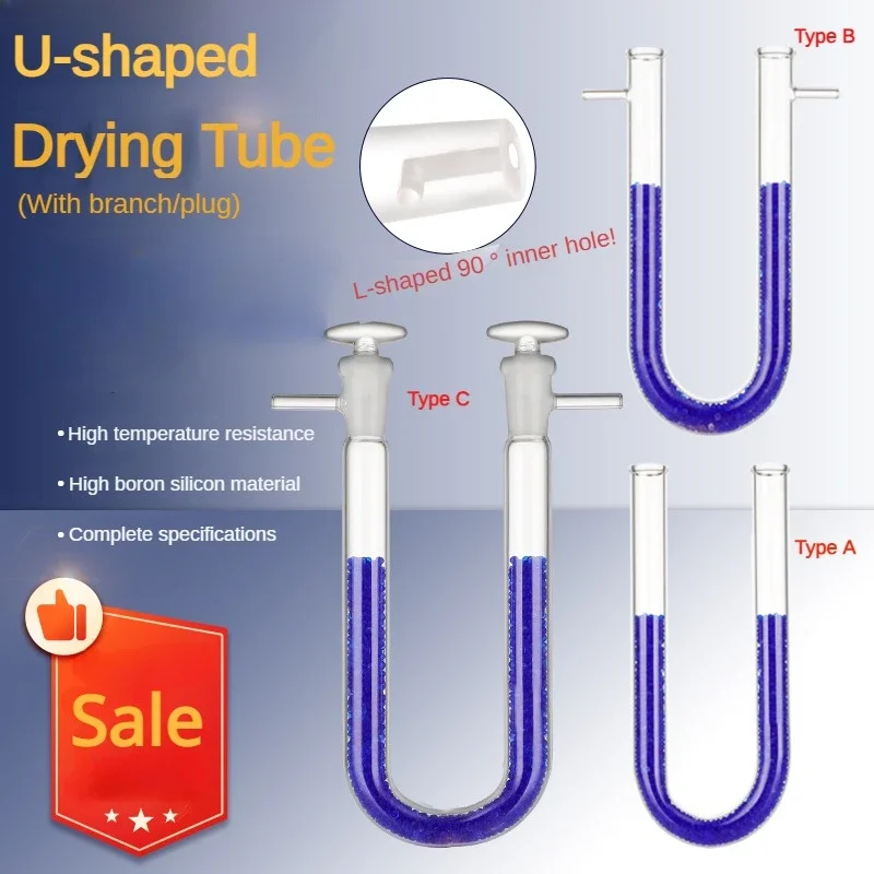 Tubo Di Essiccazione A U In Vetro Borosilicato Con Giunto 24/40 - Per Laboratori Chimici E Sintesi Organica