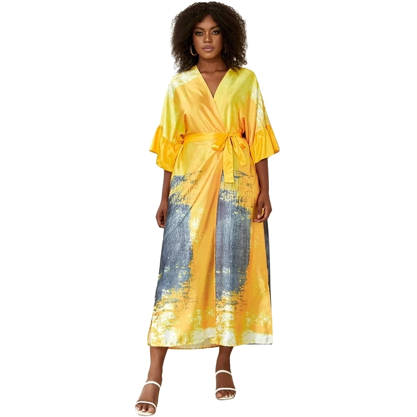 

Cardigan Dashiki African Maxi Dress Women Batwing Sleeve Loose Boubou Africa Clothing Fashion New Print Long Robes Dress Vestido