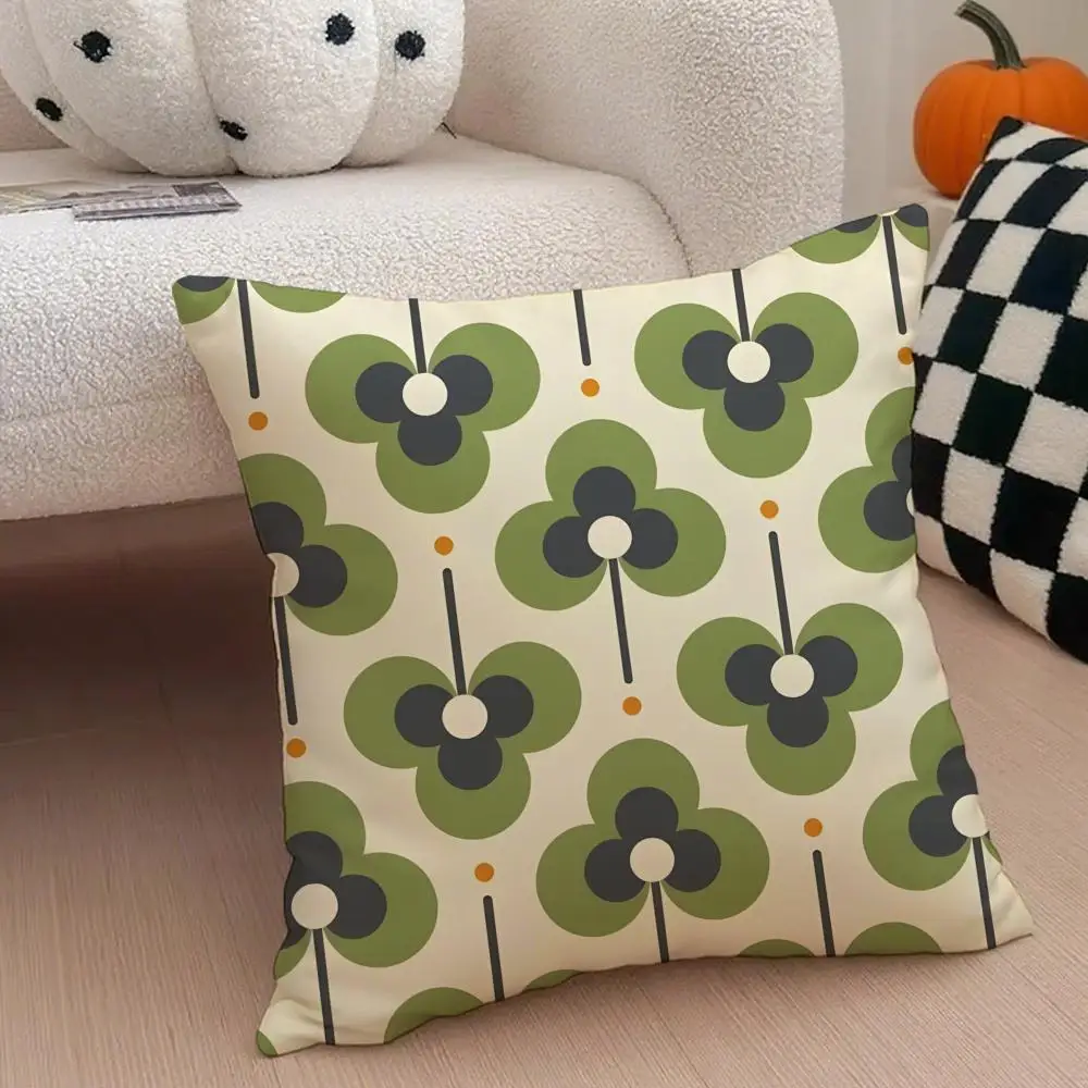 레트로 아일랜드 디자이너 O-Orla Kiely 쿠션 커버 투척용 베개 커버 숨겨진 버튼 내구성 있는 폴리에스테르 의자 쿠션