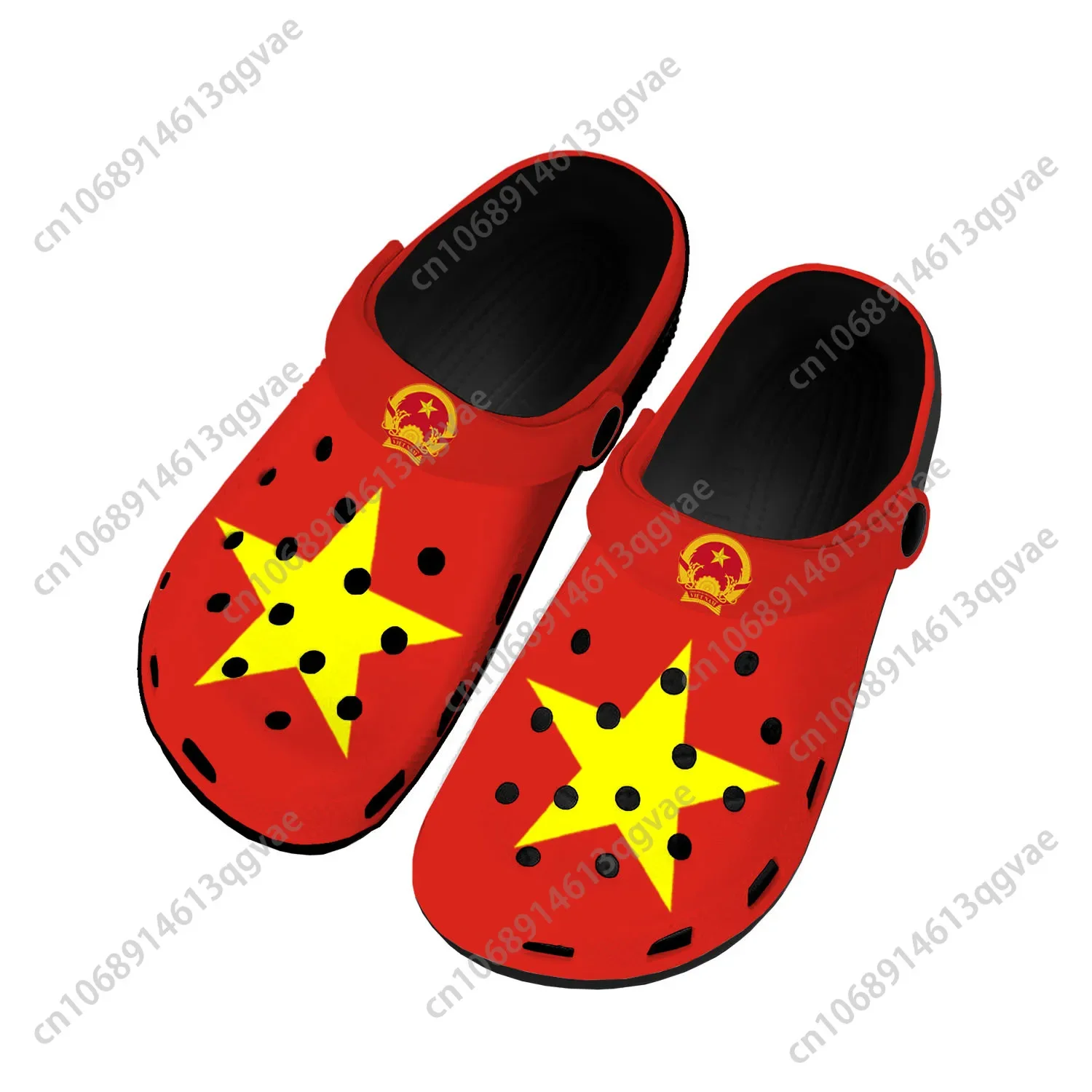 

Вьетнамский флаг, домашние сабо, обувь для воды на заказ, мужская женская обувь для подростков, вьетнамская обувь, дышащие тапочки с отверстиями для пляжа