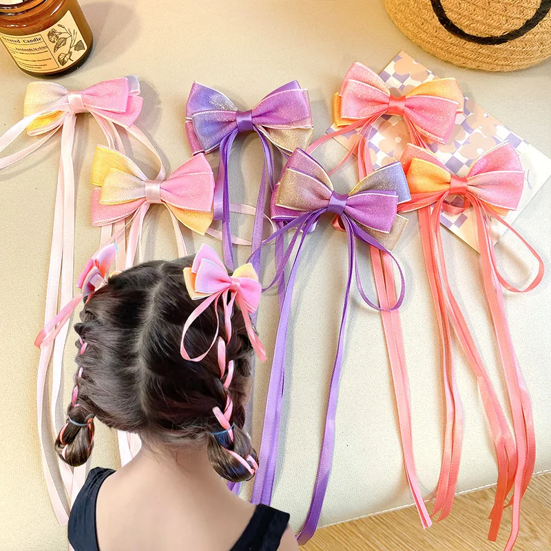 Neue Chinesische Stil Gradienten Bogen Quaste Haarnadeln Kinder Süße Mädchen Schöne Haar Clips Frauen Barrettes Grips Haar Zubehör