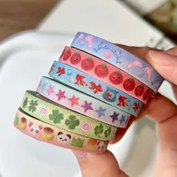 Kawaii Four-leaf Clover Washi Tape Cute Tomato Deco Washi Tape with Sand-Coated Shimmer Film Masking Tape with release paper 1