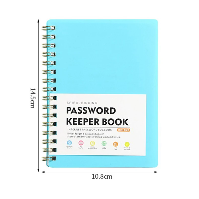 A6 PP Cover Coil Password Notebook With Letter Index Label Internet Login Password Address Book Schedule Plan Journal Stationery