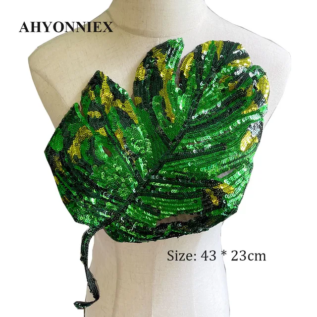 Toppe Ricamate A Forma Di Foglia Con Paillettes - 1 Paio Per Cucito Su Jeans E Vestiti - Foto 8