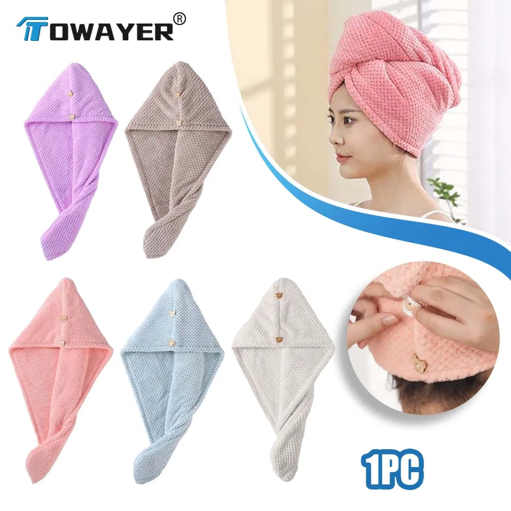

Dry Hair Towel Embroidered Coral Velvet Ladies Microfiber Soft Shower Cap Head Wrap Absorbent Fast Dry Ladies Head Towel