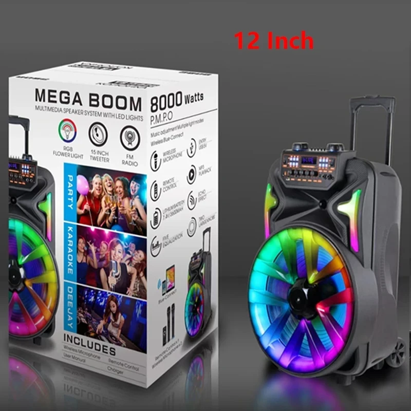 2000W High-power Bluetooth Speaker Portable Outdoor LED Trolley