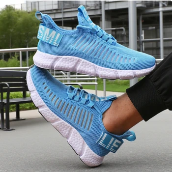 أحذية ركض شبكية أنيقة للرجال 2025 أحذية رياضية خفيفة الوزن قابلة للتنفس أحذية رياضية كاجوال برباط Tenis Para Hombre 2