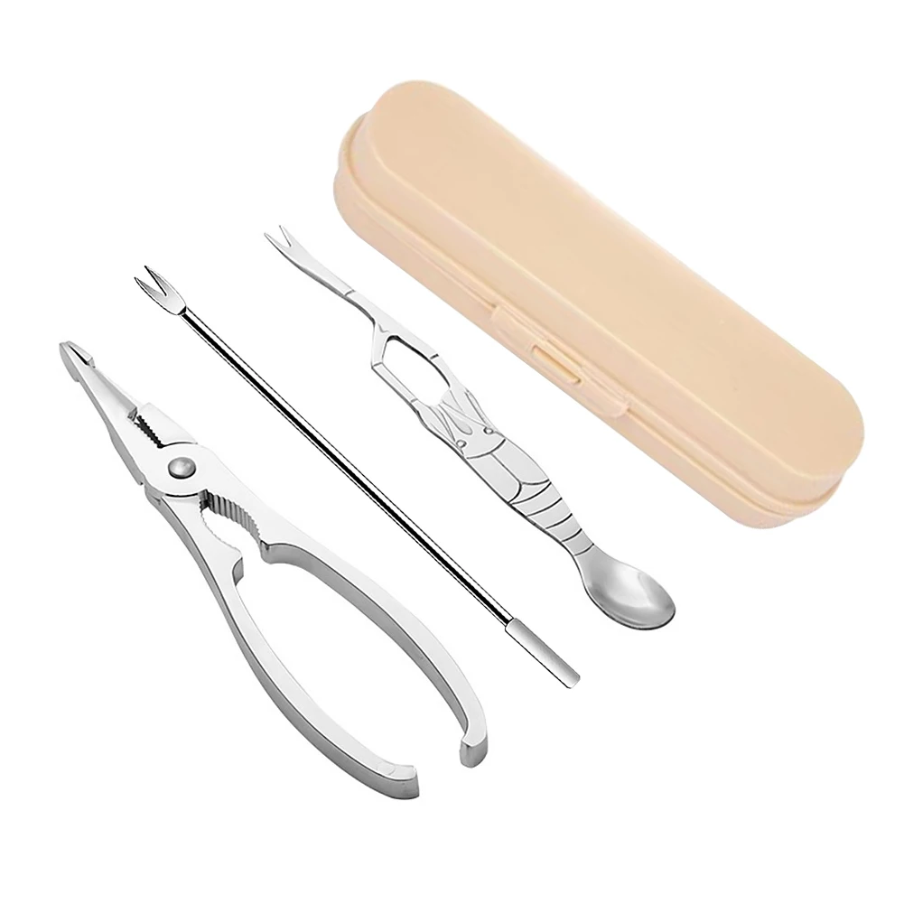 

Крекеры-крабы из нержавеющей стали, набор инструментов для морепродуктов, домашние плоскогубцы, кухня с коробкой, медиаторы, серебряный зажим для моллюсков, практичная ложка