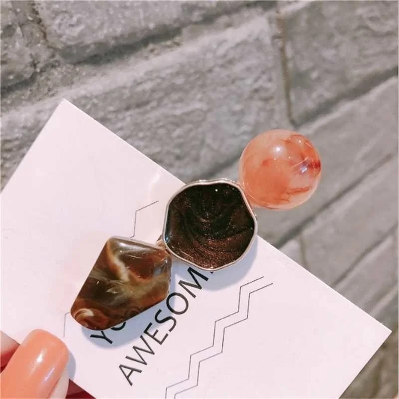 1PCS Neue Acryl Geometrische Unregelmäßige Haar Clip Harz Runde Marmor Muster Haar Pins Für Frauen Mädchen Haarspange Zubehör – Detail 14