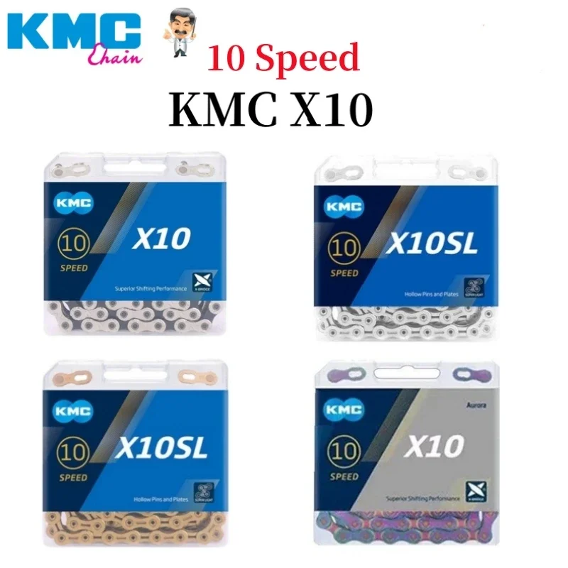 

KMC X10 10 Speed MTB/Road Bicycle Chain 116 Links Bike Chain X10 X10SL Bike Chain with Quick-Link for SRAM Parts