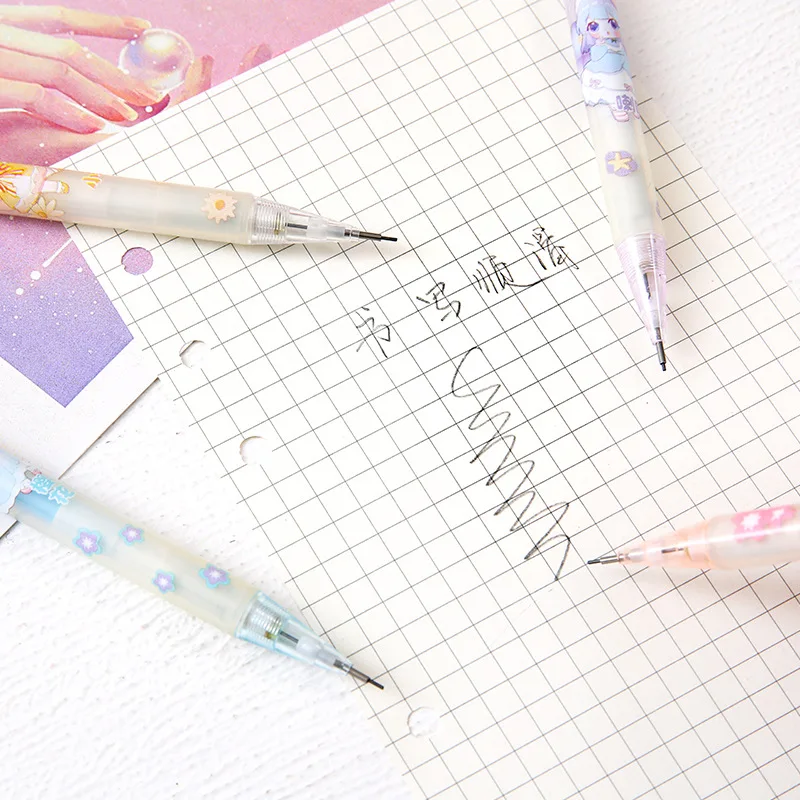 Mechanical Pencil Set Sanrio Cartoon 12pcs Kuromi Melody Pochacco Movable Pen 0.5 Black For Primary School Student Stationery