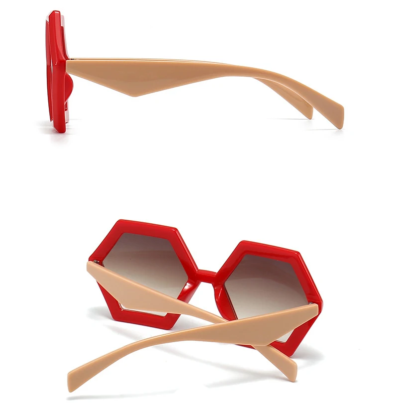 56880 neue Polygon Farbverlauf Sonnenbrille Frauen Mode große Retro Sonnenschutz Spiegel im Freien Schutzschirme uv400 – Detail 10