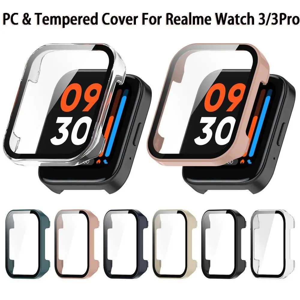 

Защитный чехол для Realme Watch 3/3Pro, защита экрана из закаленного стекла, бампер из поликарбоната для смарт-часов, защитный чехол