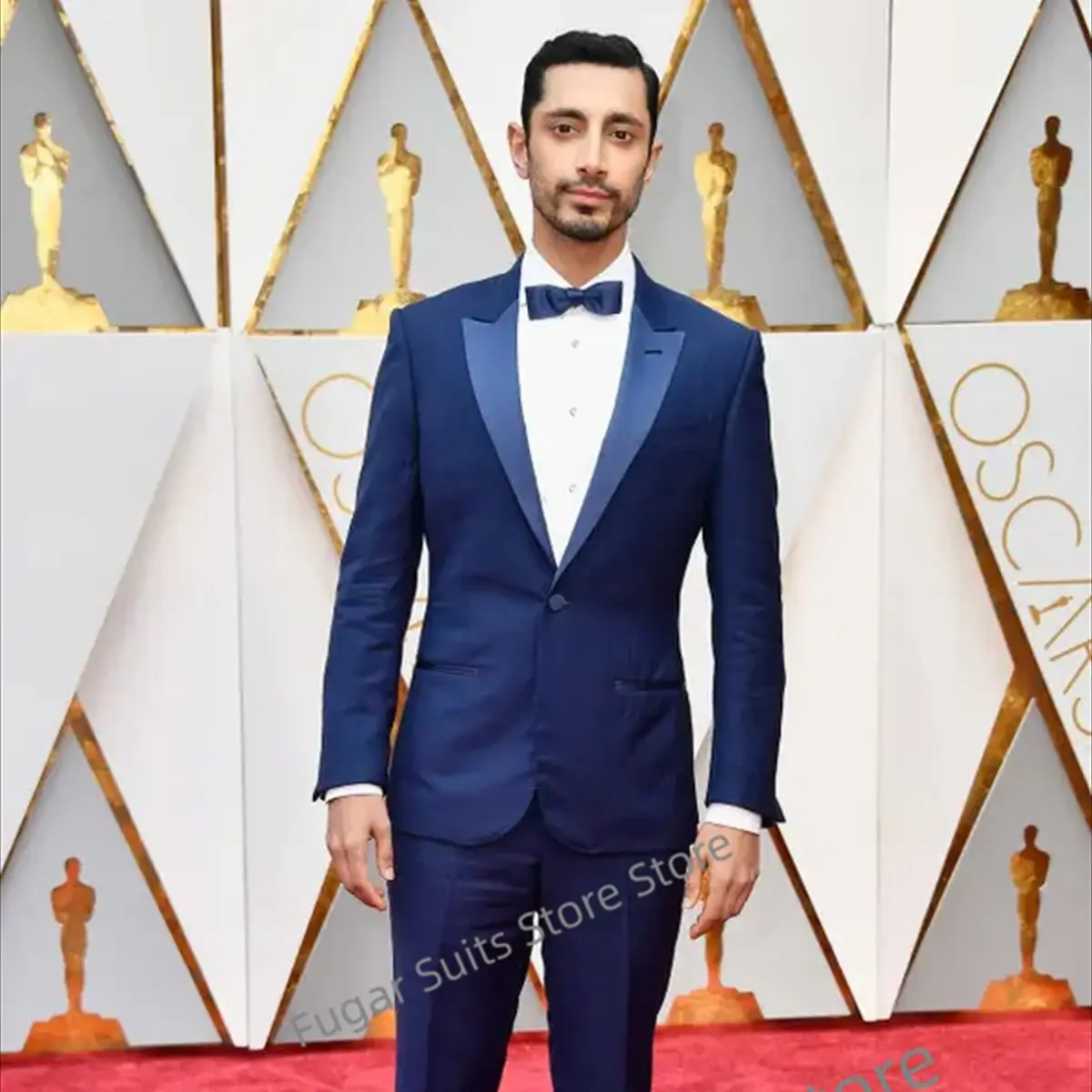 Formal Luxuly Navy Blue Wedding For Men Slim Fit Peak Lapel Groom Tuxedos Party Prom 2 Pcs Business Male Blazer Costume Homme