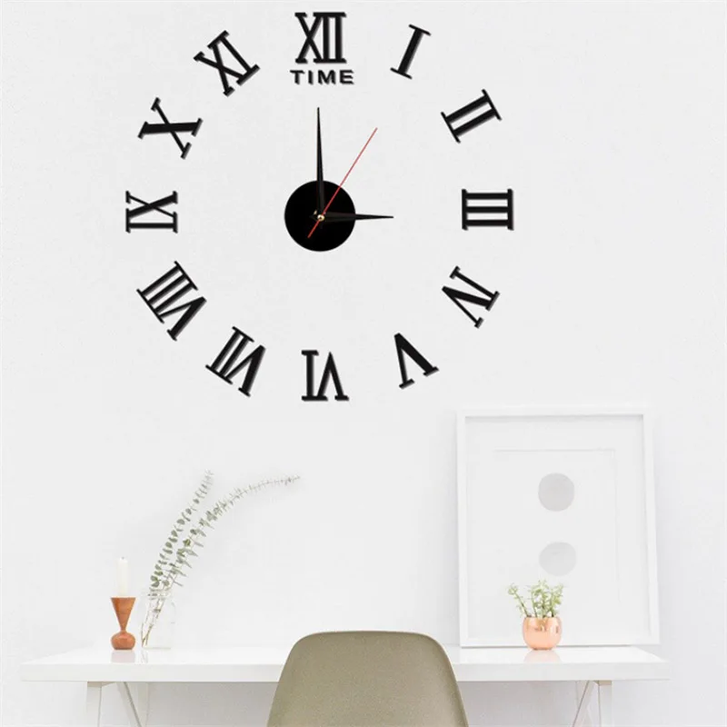 Simple  Modern Design Digital DIY Clock Silent Wall Clock Room Living Wall Decoration Home Decor Punch-Free Wall Sticker Clock