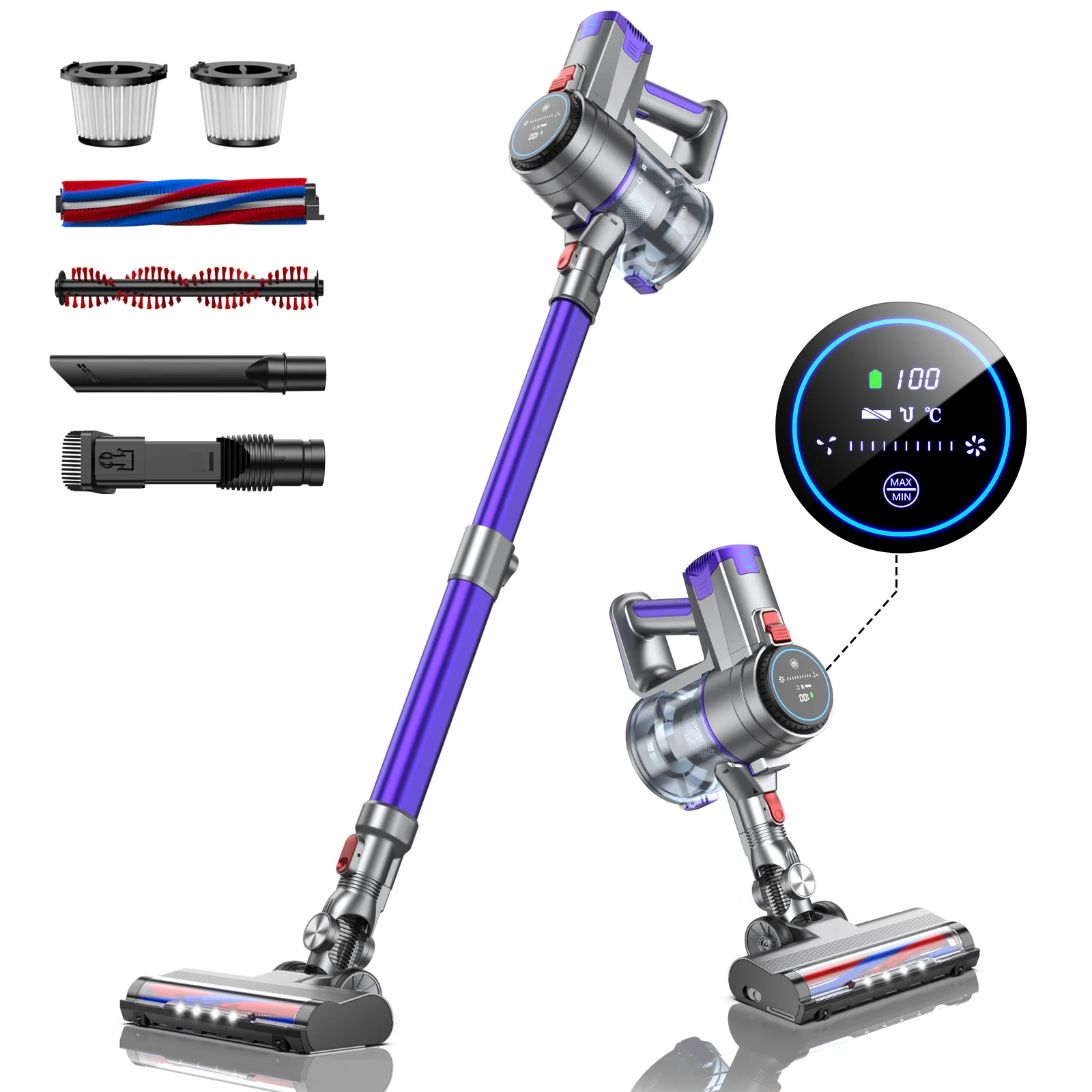 

aspiradora 400W 33000Pa Powerful Cordless Vacuum Cleaner Wireless Handheld For Home Appliance with Touch Screen 55 Min Runtime