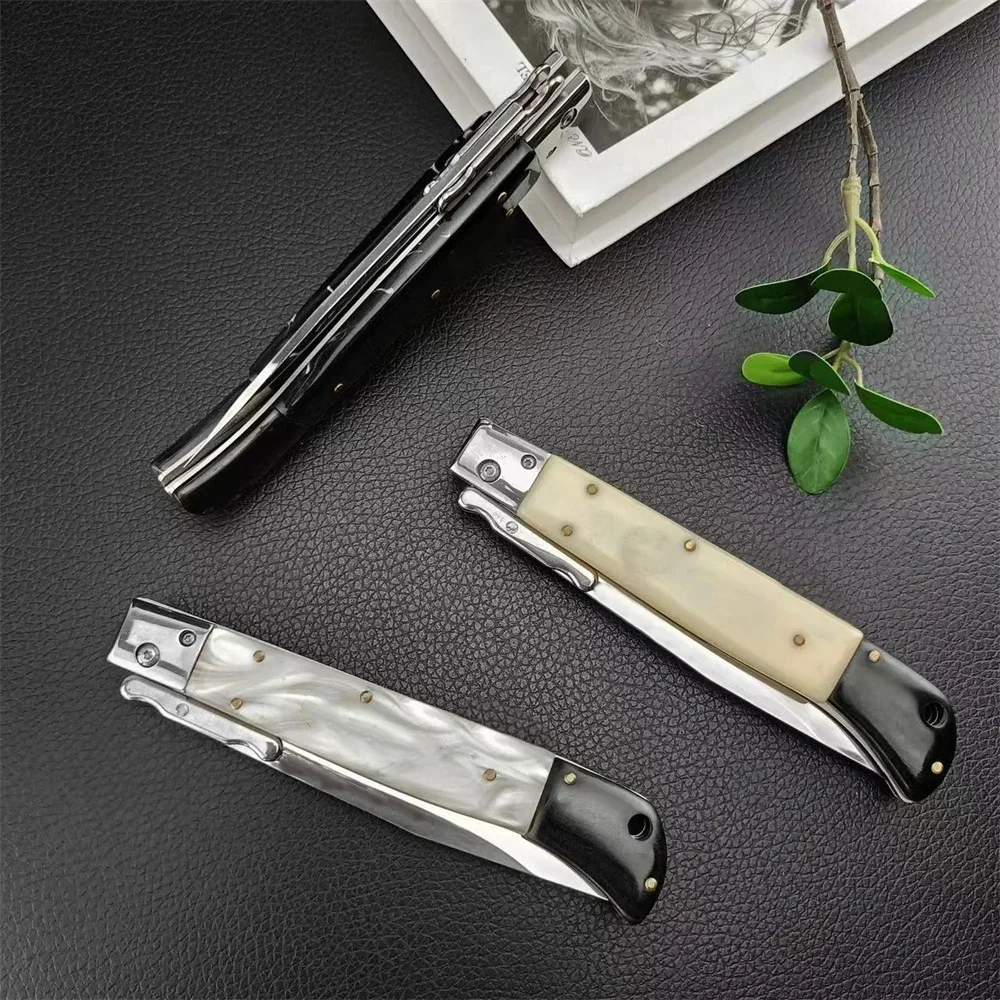 Italian Mafia Folding Pocket Knife 440C Blade Shell/resin/acrylic Handle Outdoor EDC Camping Hiking Survival Tools Gift 2