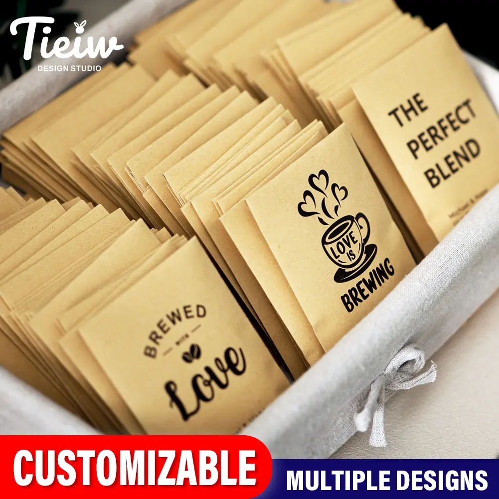 Personalized Kraft Paper Drip Coffee Bags Coffee Pouches Perfect Blend Favor Bags for Wedding Favors Guests
