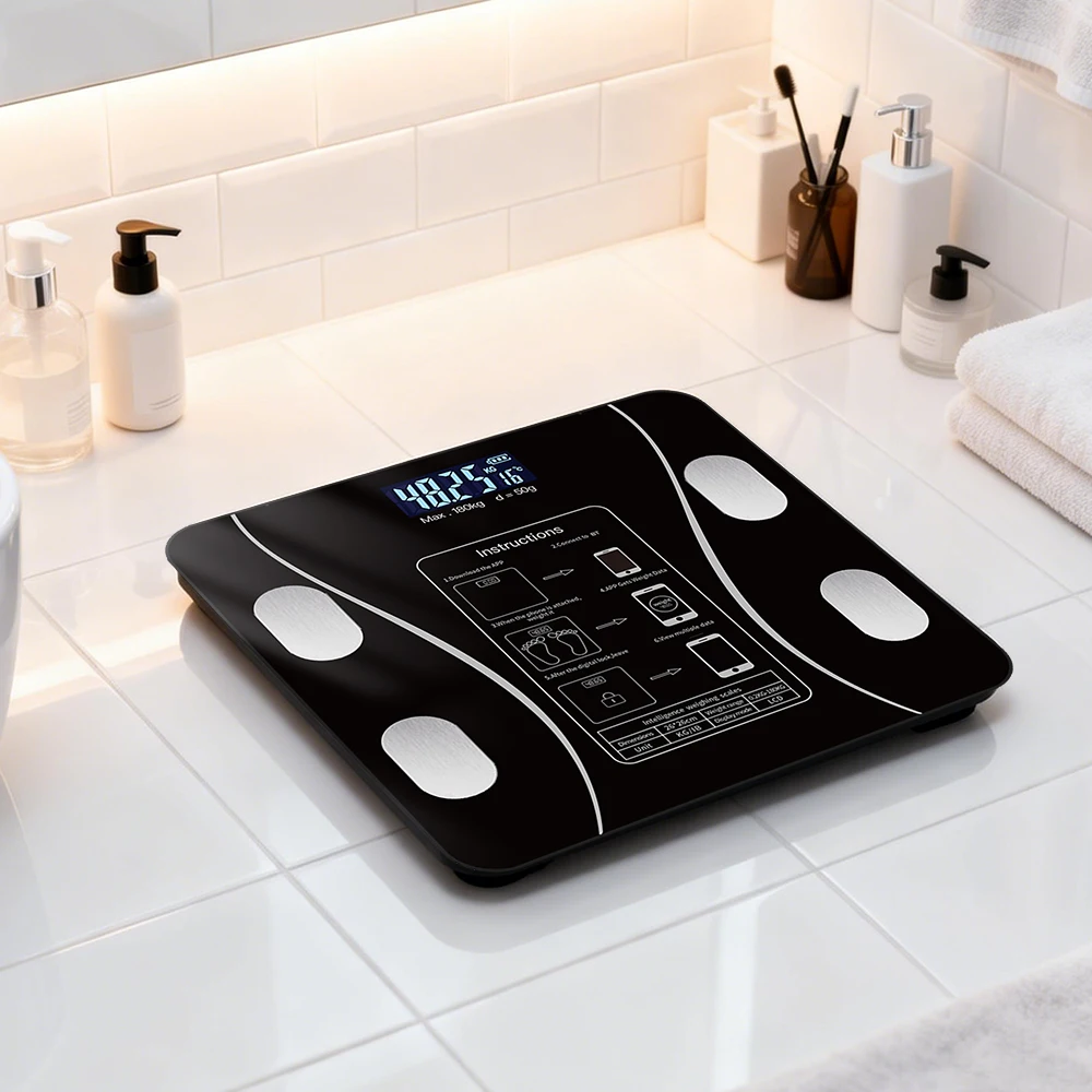 Intelligent Bathroom Digital Weight Scale, Can Be Connected To APP For Recording And Analysis, Max180kg/400lb_voghion.com