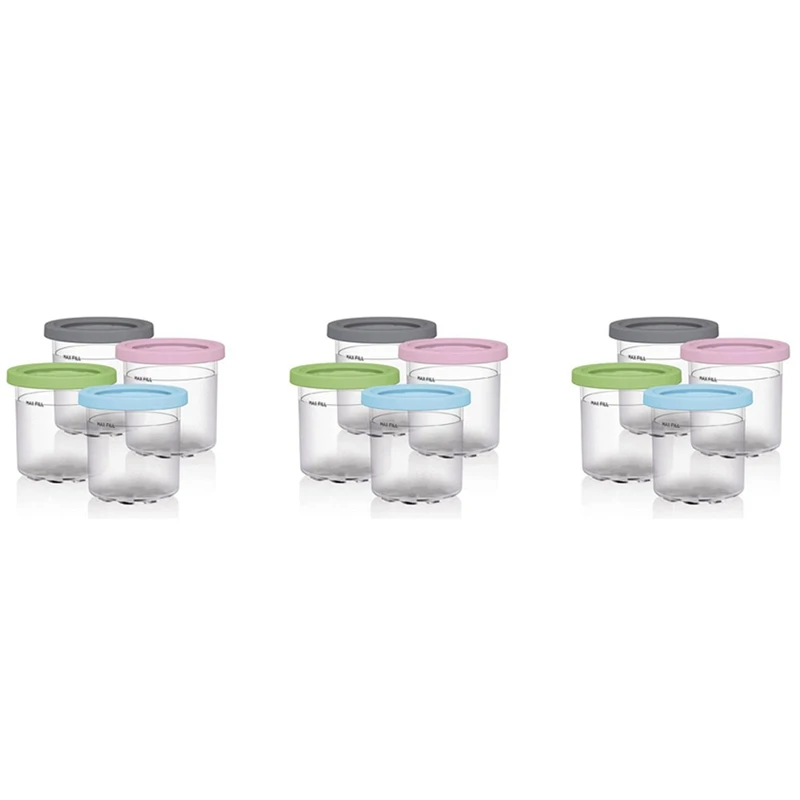 

12X Ice Cream Pints Cup, Ice Cream Containers With Lids For Ninja Creami Pints NC301 NC300 NC299AMZ Series