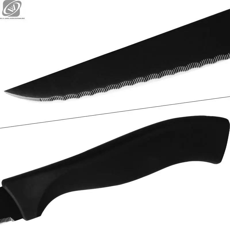 Table Knife Set 4/6/8Pcs Black Matte Comfort Handle Paring Knives German  Stainless Steel Serrated Non Stick Steak Knives Set