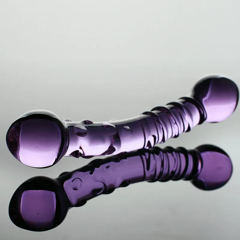 32mm violet artificiel Pyrex verre Dick Anal godemichet Anal perles cristal gode pour adultes jeux Massage de la Prostate_voghion.com