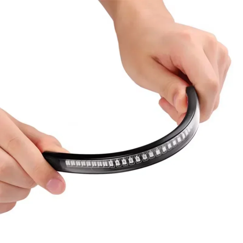 Motorcycle LED Tail Light Strips 48 LED Red Brake Tail Light Stop Lihgt Amber Turn Signal Multifunction Waterproof 8