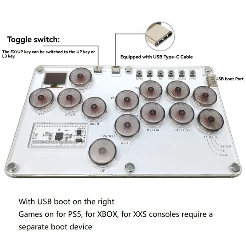A97I-SKY2040PLUS 13키 아케이드 게임 컨트롤러 Hitbox 스트리트 파이터 컨트롤러 로드리스 게임 전투 스틱 기계식 버튼