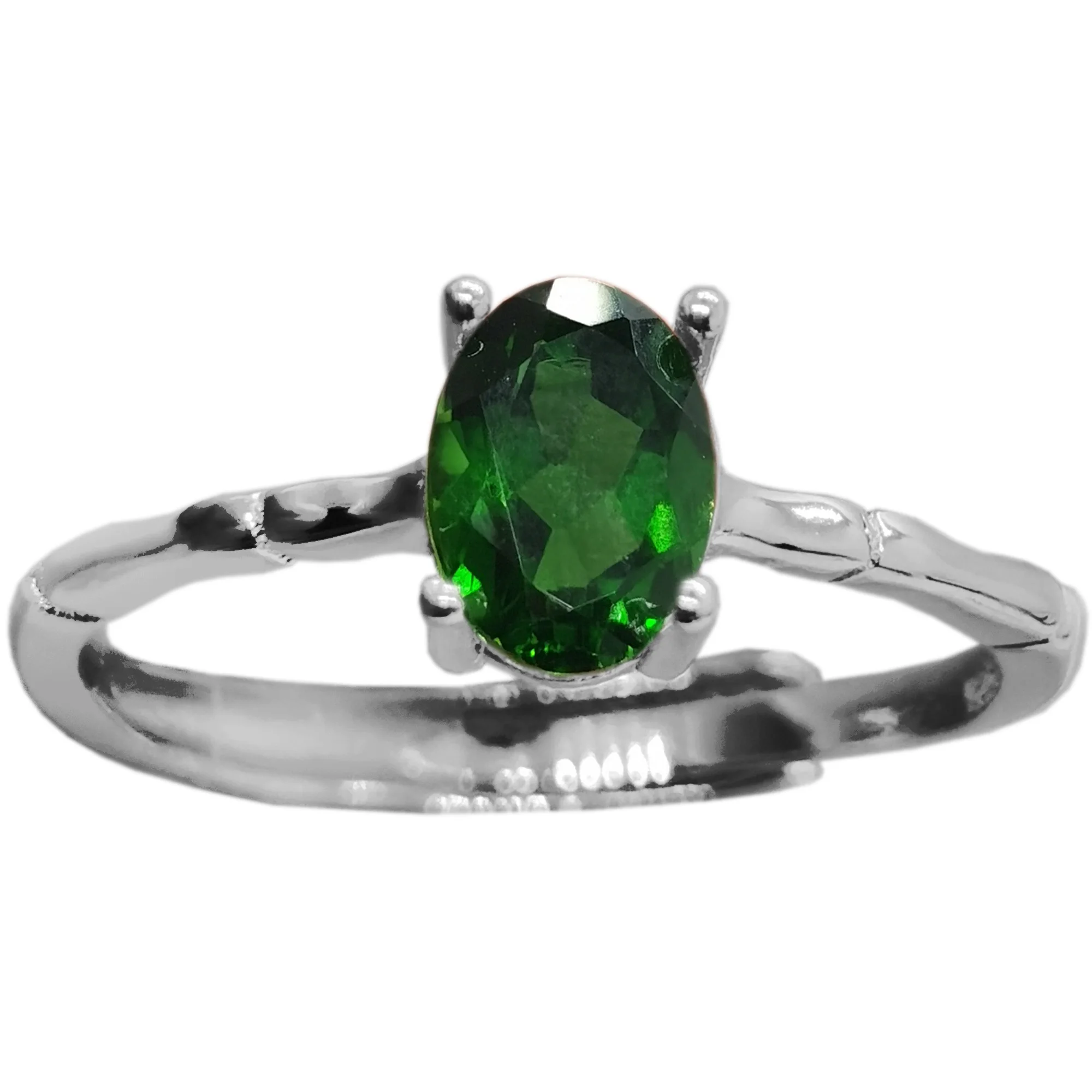

100% Natural Chrome Diopside Ring for Daily Wear 925 Silver 0.7ct 5*7mm VVS Grade Diopside Silver Ring 18K Gold Plating Jewelry