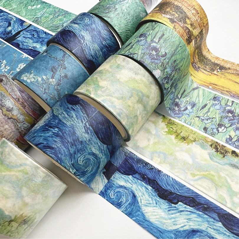 Retro Washi Tape Scrapbooking Supplies Washitape Oil Painting Style Decorative Adhesive Tape Journal Stationery Masking Tape 4
