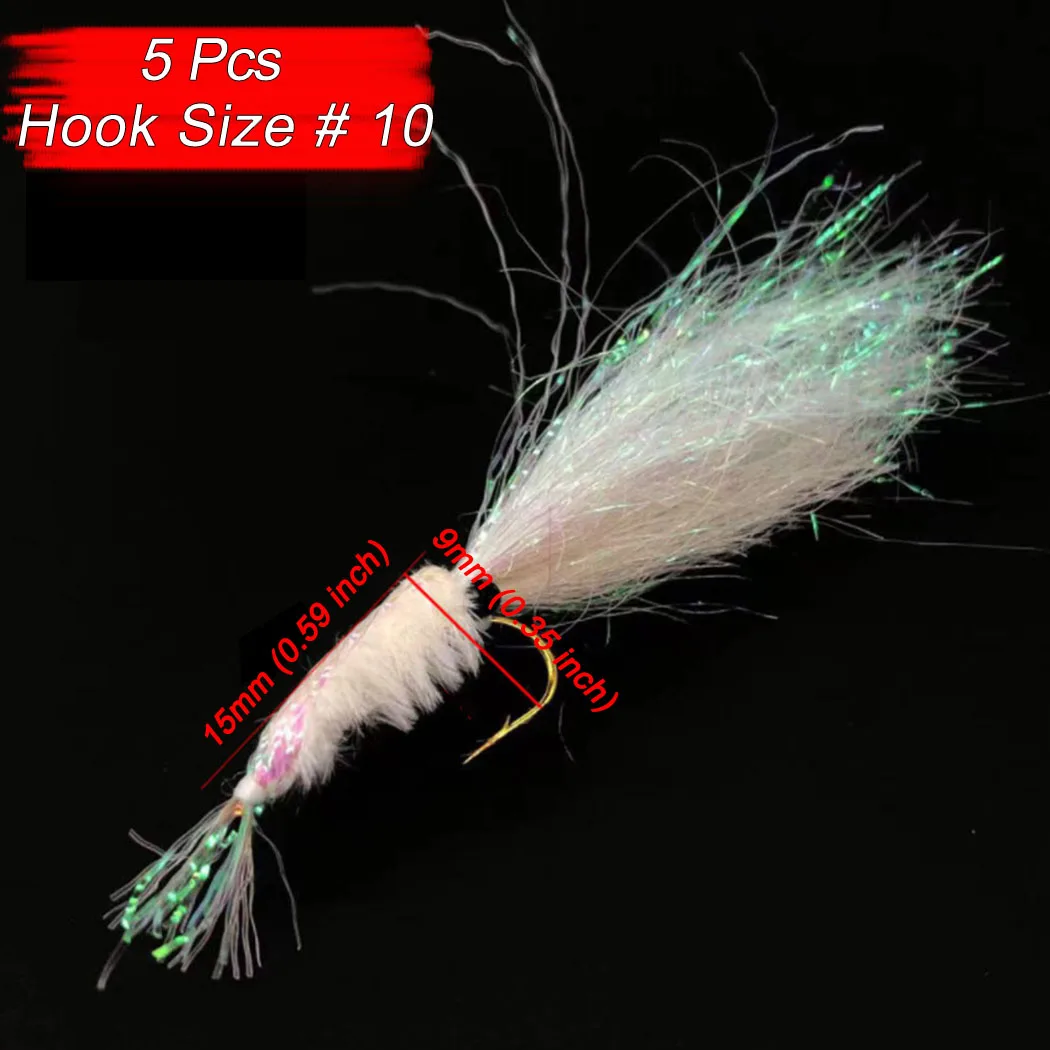 5Pcs/Box White Ice Wing Shrimps Fly Chain Eyes Rubber Legs Nymph Fly For  Pike Trout Steelhead Saltwater Fishing Lure - AliExpress