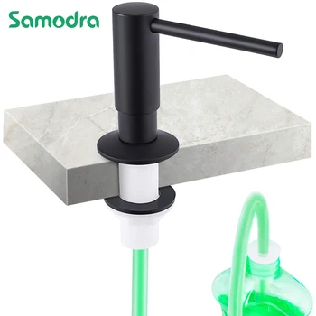 연장 튜브 키트가 있는 Samodra 액체 비누 디스펜서, 황동 펌프 헤드, 주방 싱크대 욕실 액세서리, 블랙 디스펜서 비누