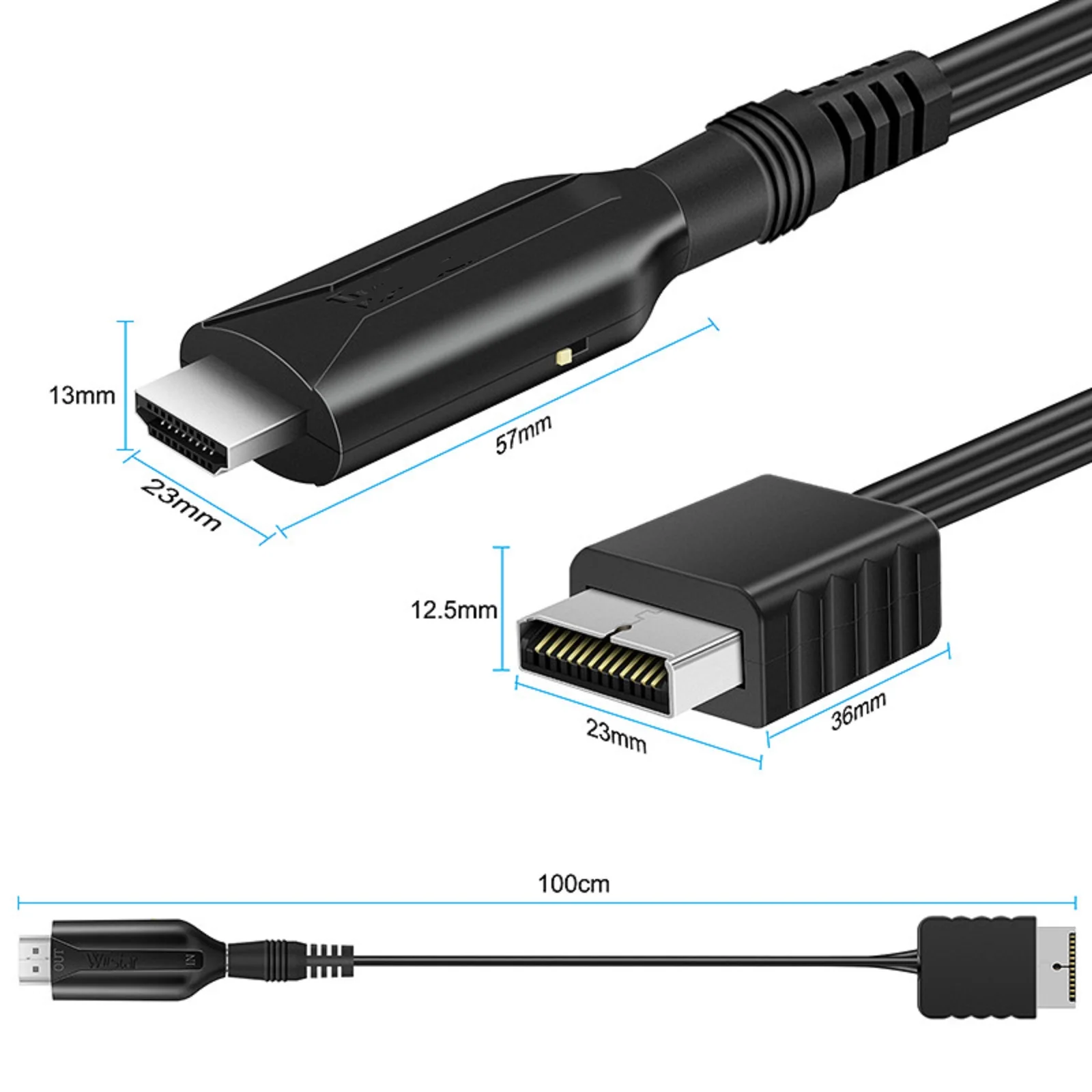 Adaptador de Áudio e Vídeo Compatível com Ps1 e Ps2 para Hdmi Conversor 1080p Suporte para Ps1 e Ps2 Modos de Exibição para Hdtv e pc Cabo Full hd - Image 3