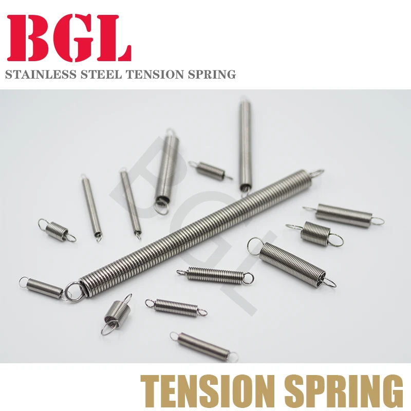 Tension Springs Tension spring 0.8mm 1mm 304 stainless steel extension spring OD 5mm-12mm length15mm to 120mm 5pcs/lot tension springs