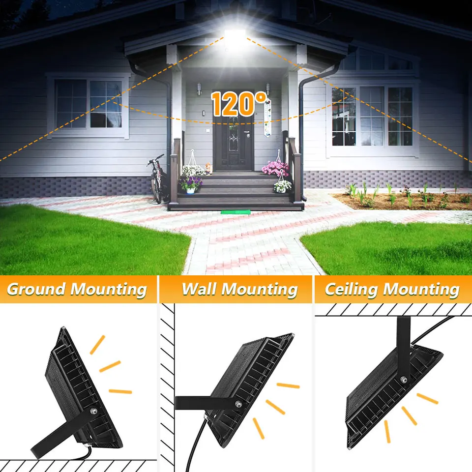 LED PIR Motion Sensor Floodlight Outdoor 20W 30W 50W 100W 150W 200W AC220V110V Waterproof Outdoor Projector Spotlight For Garden