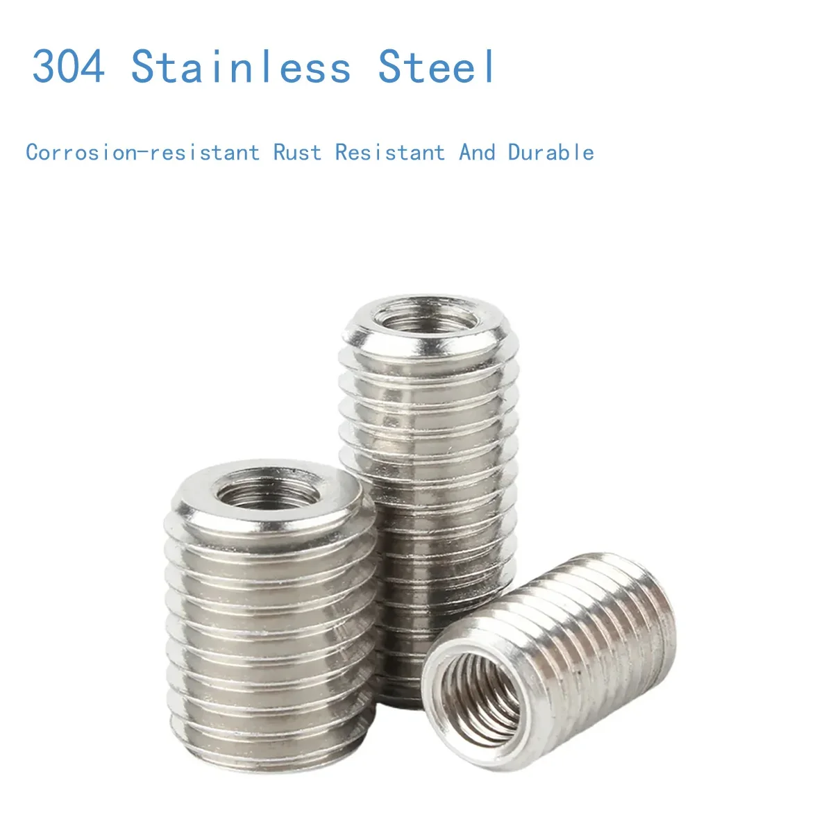 2/ 5pcs 304 Stainless Steel Inside Outside Thread Adapter Screw Nuts Insert Sleeve Converter Nut Coupler M2 M3 M4 M5 - M20