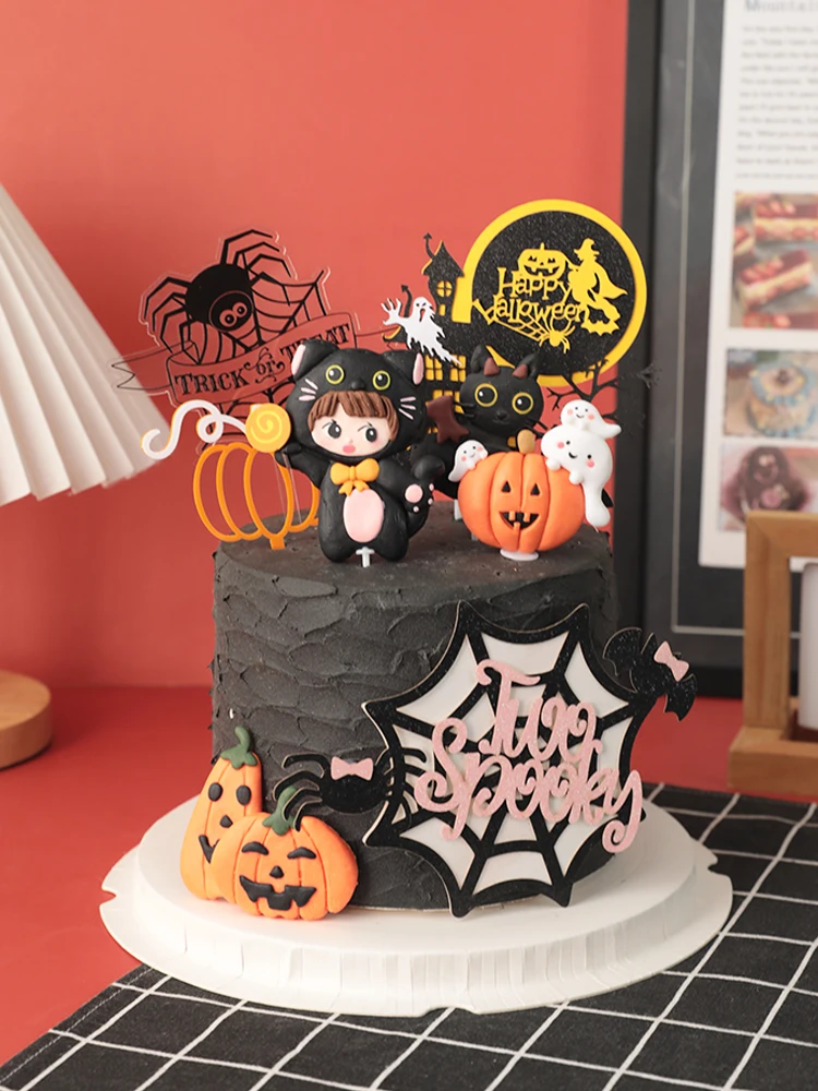 Happy Halloween Cake Topper Set – 8-teilig, Glitzernde Kuchen-Deko Für Halloween-Partys