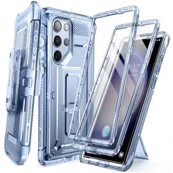Rugged Full-Body Dual Layer Belt-Clip Case with Built-in Screen Protector for Pc + tpu (Frost Blue)
