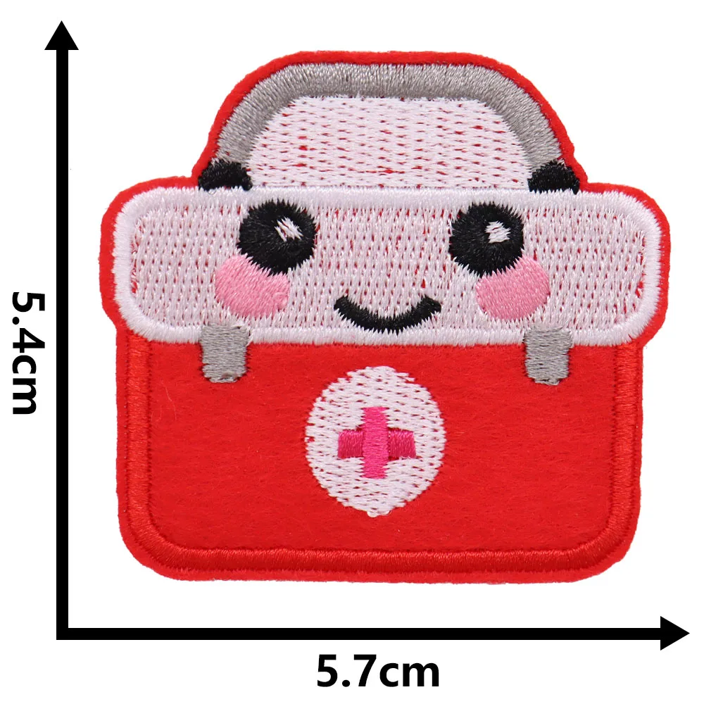 1Pcs Syringe Teeth Medicine Band-Aid Heart Mask Bow Tie First Aid Kit Infusion Embroidery Patches For Clothing Thermoadhesive 