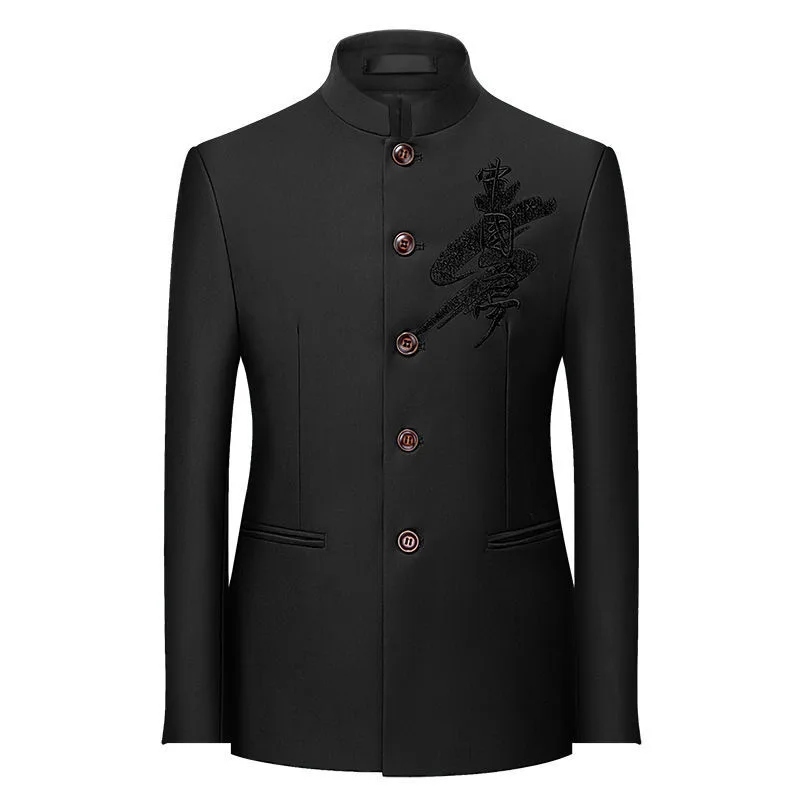Z214The latest Chinese loose groom wedding dress suit solid color Zhongshan suit